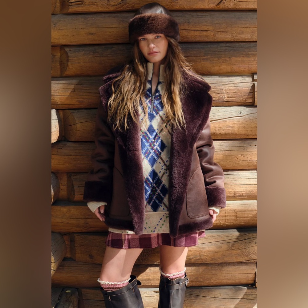 Free People We The Free Mari Reversible Coat Chocolate Brown NWT